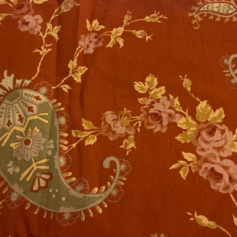 Pottery Barn Rust Red Floral Paisley Shower Curtain